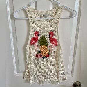 American Eagle Flamingo Knit Tank, Size Small